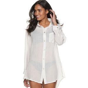 Apt. 9 White Button Front Cover Up Shirt